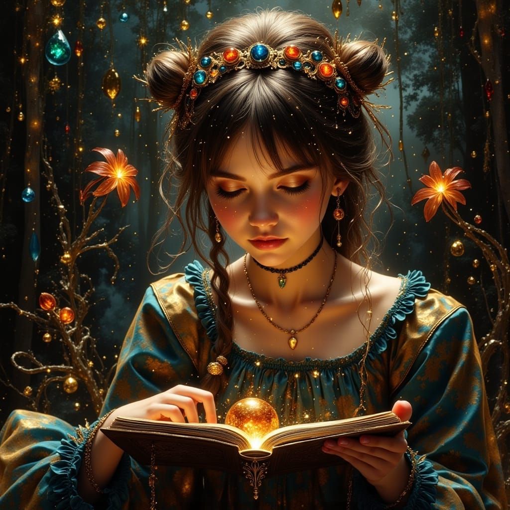 Mysterious Fortune Teller Family Portrait in Detailed Lighti...