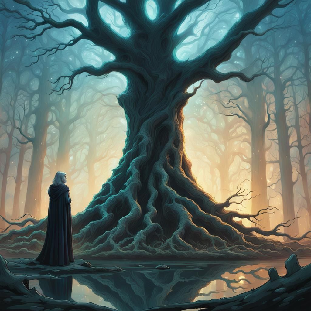 Sorceress in Mystical Forest: Fantasy Concept Art