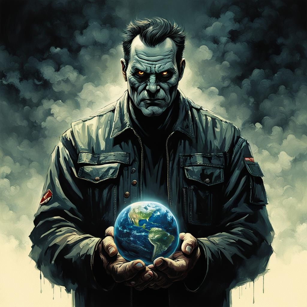 Father Holds World: Sinister Art by Rutkowski