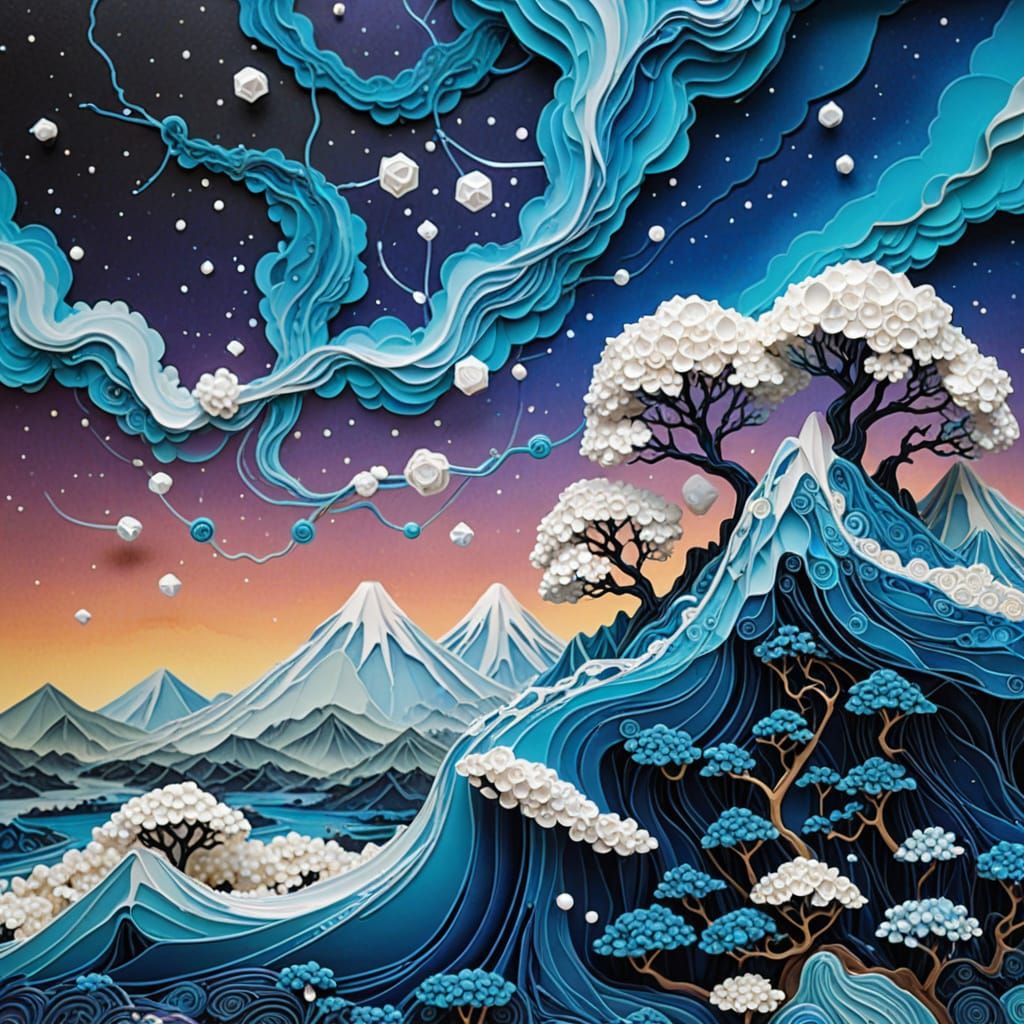 Nebula Cumulonimbus in Fractal Kintsugi Style