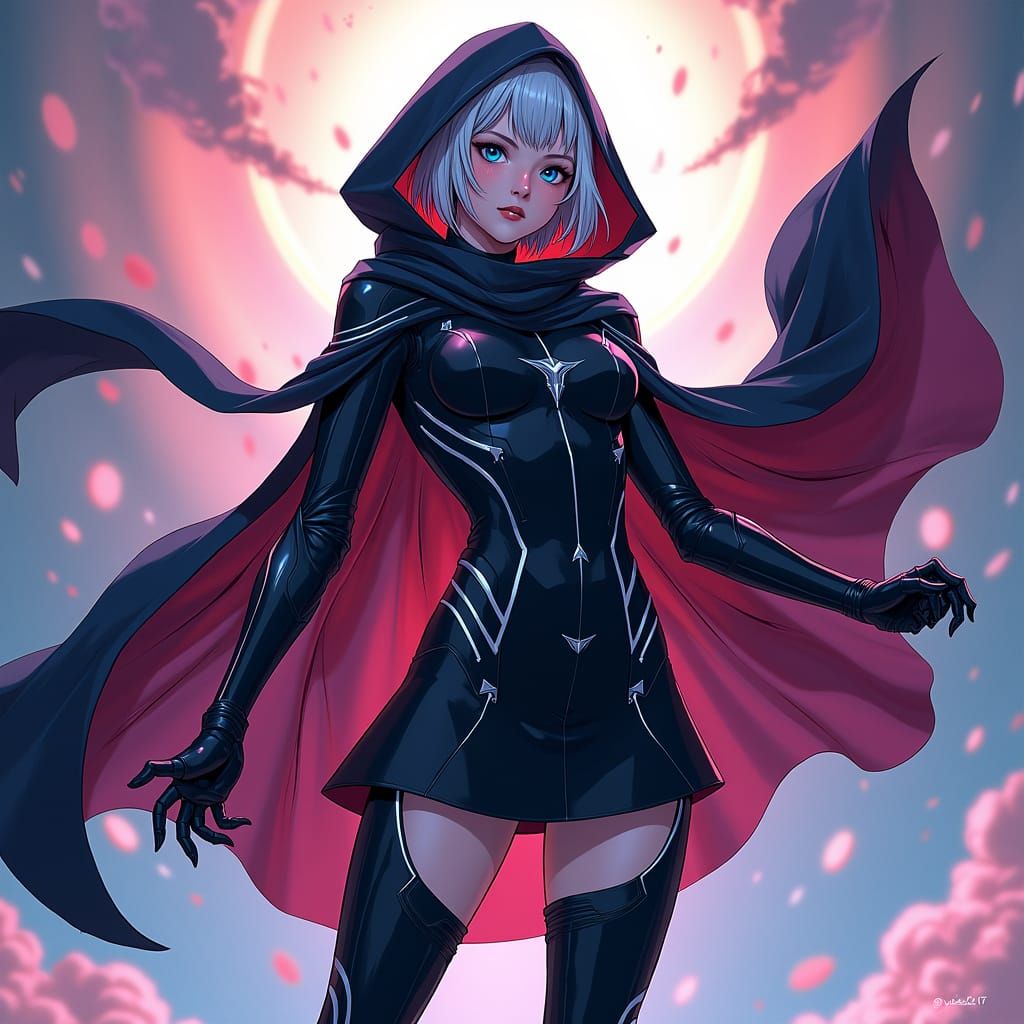 Dynamic Superheroine in Manga Style