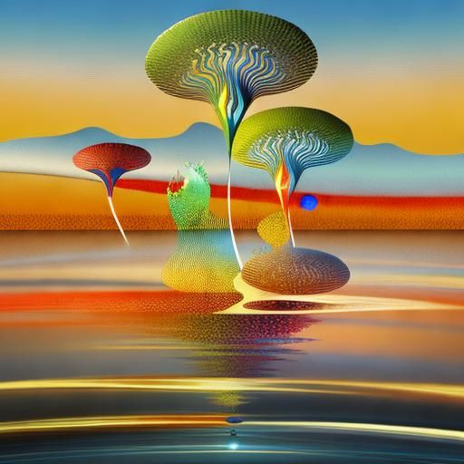 Abstract Fractal Art in Metallic Triadic Colors