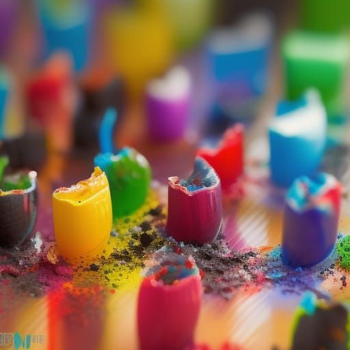 Colorful Melting Crayons in Sharp Focus