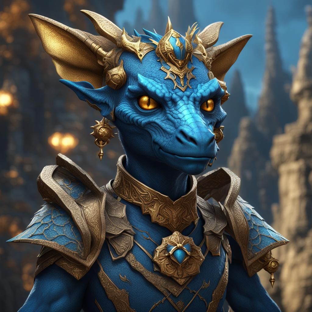 Blue Kobold Archer: Detailed Fantasy Art