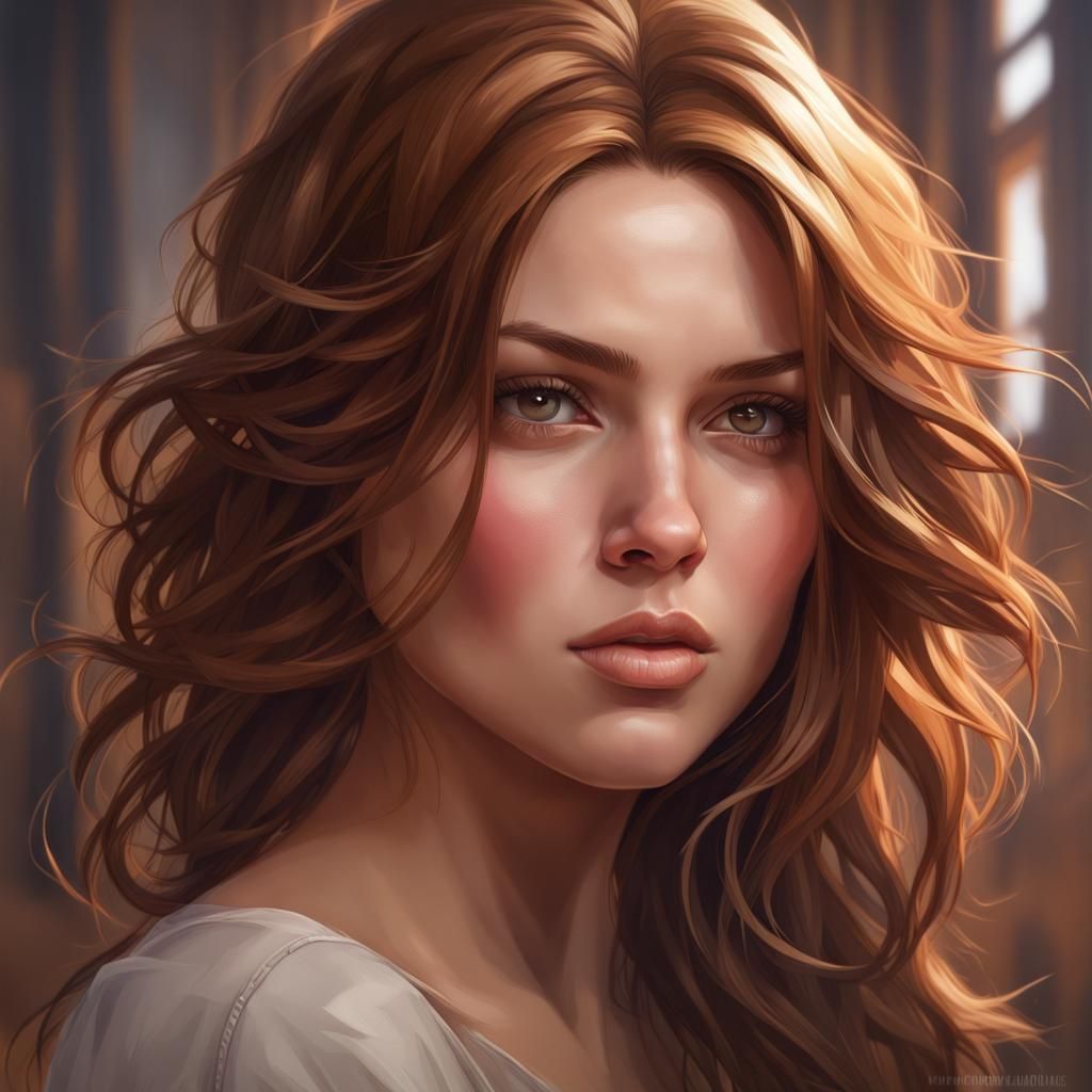 Detailed Portrait of a Young Woman in Art Nouveau Style