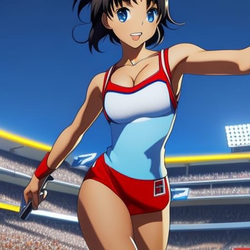 Anime Cheerleader in Dynamic Dance Position