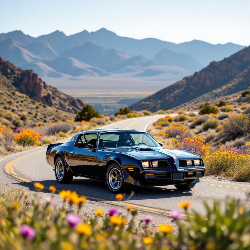 1981 Firebird Formula on Mountain Pass in Spring
