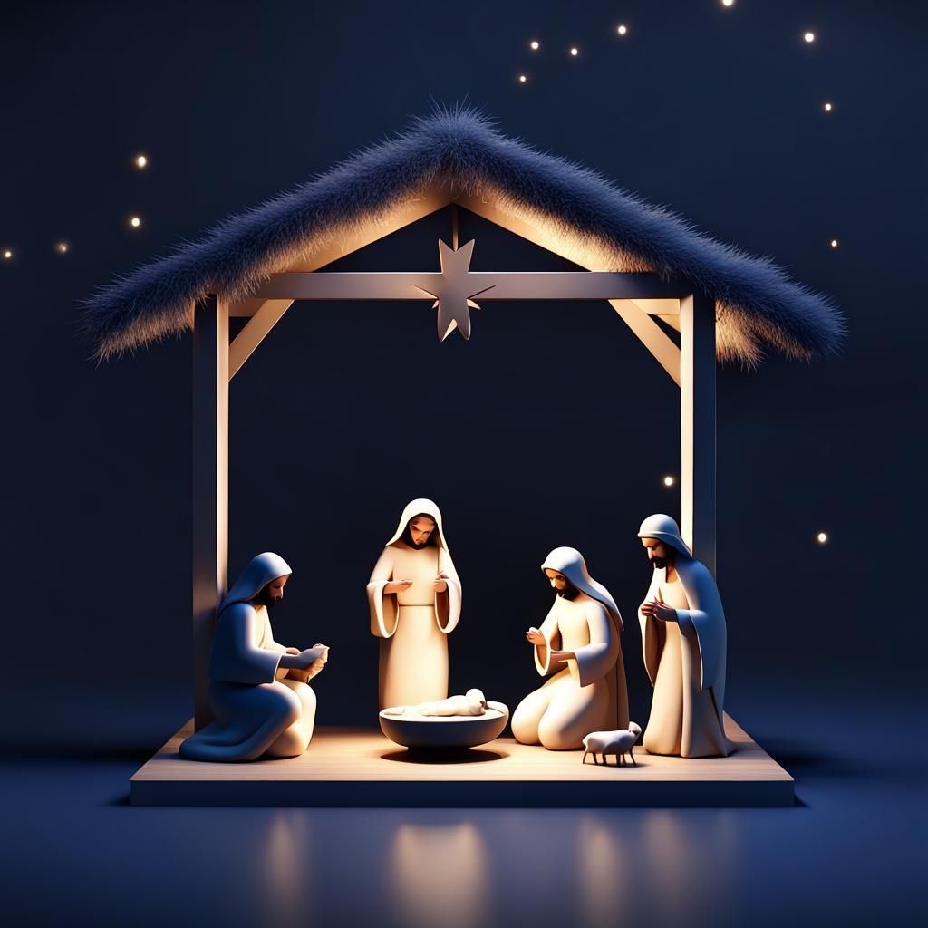Minimalist Nativity Scene in Contemporary Realism