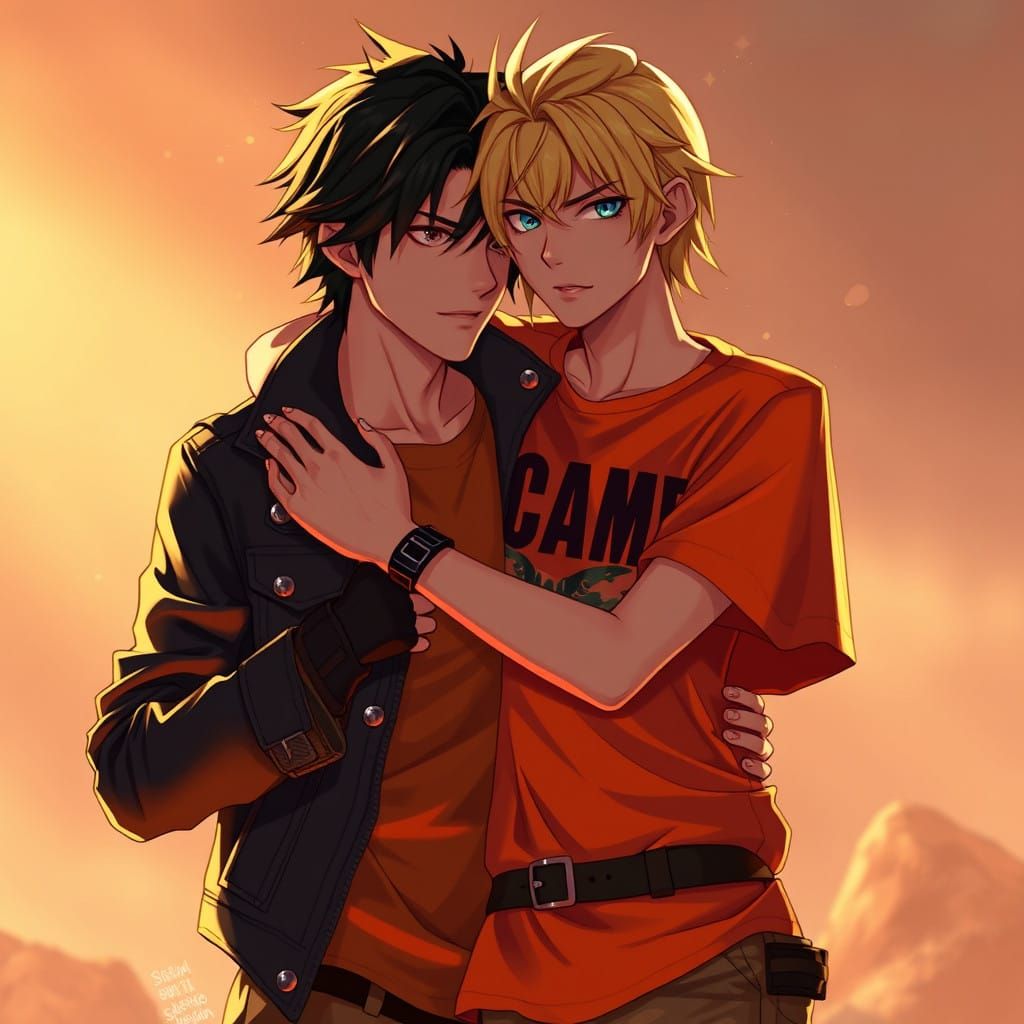 Nico di Angelo and Will Solace in a Tender Moment