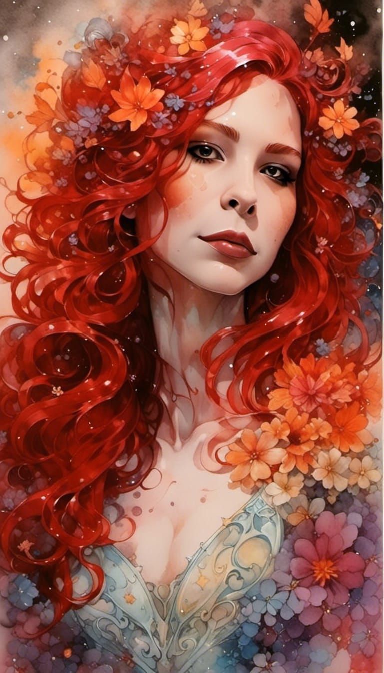 Ink Splash Fairy Family in Moonlit Flowers