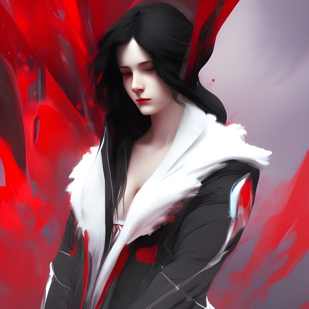 The woman in white and red