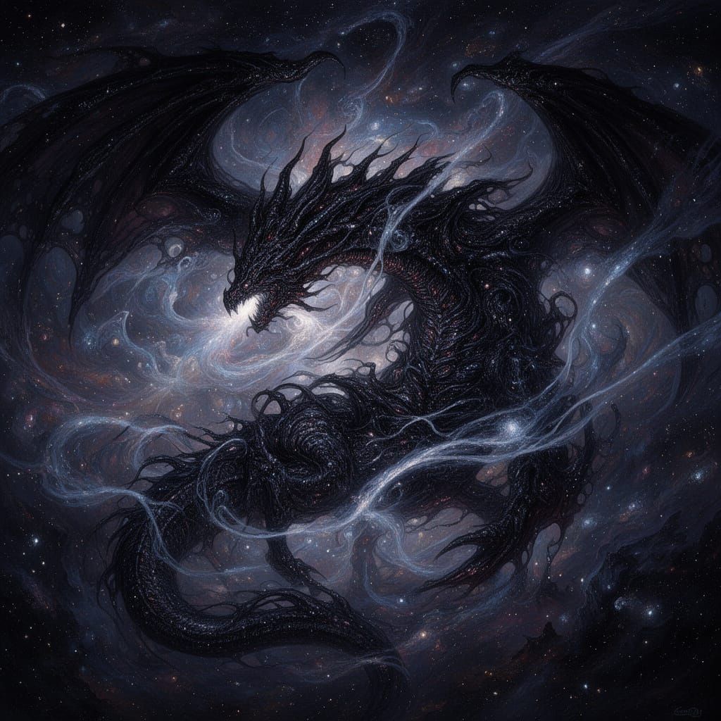 Primordial Chaos Dragon Rests in Cosmic Void