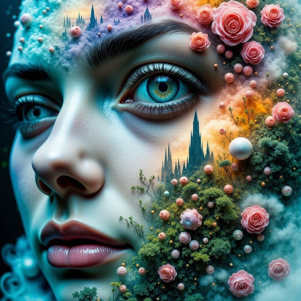 Alice in Wonderland Surreal Dreamscape Portrait