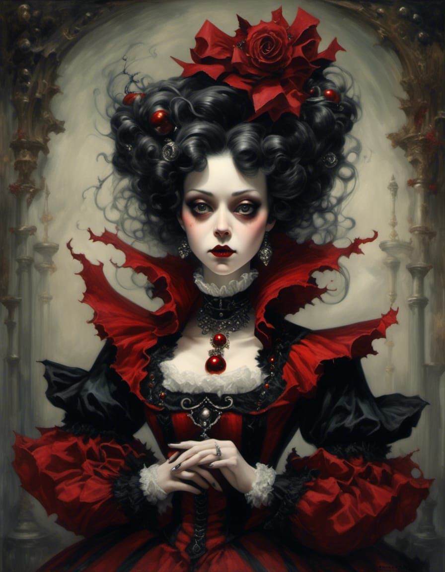 Dark Gothic Mistress Mrs. Clause Portrait