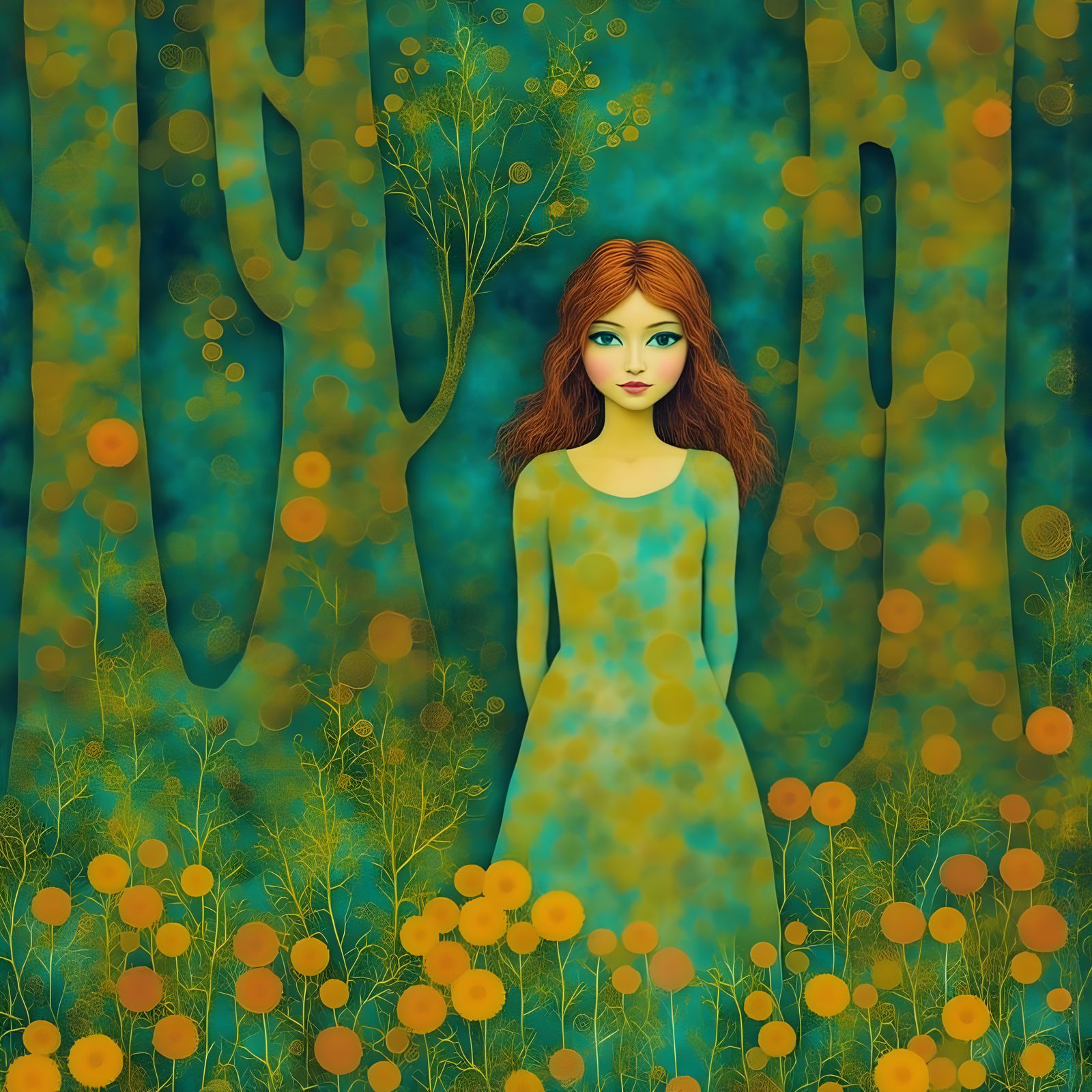 Abstract Forest in Gelliprint Style