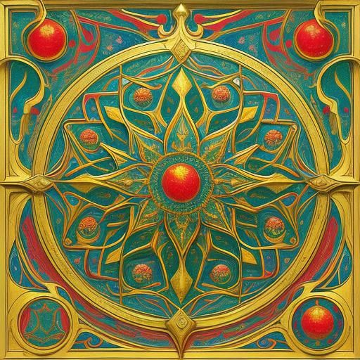 Chemistry-Inspired Abstract Ornament in Bilibin Style
