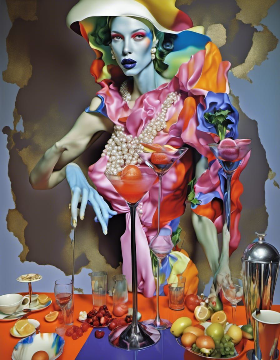 Photorealistic Portrait in Cafe with 3D Painting