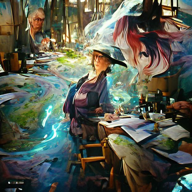 Magical Witch Portrait in Hyperdetailed Gouache Style