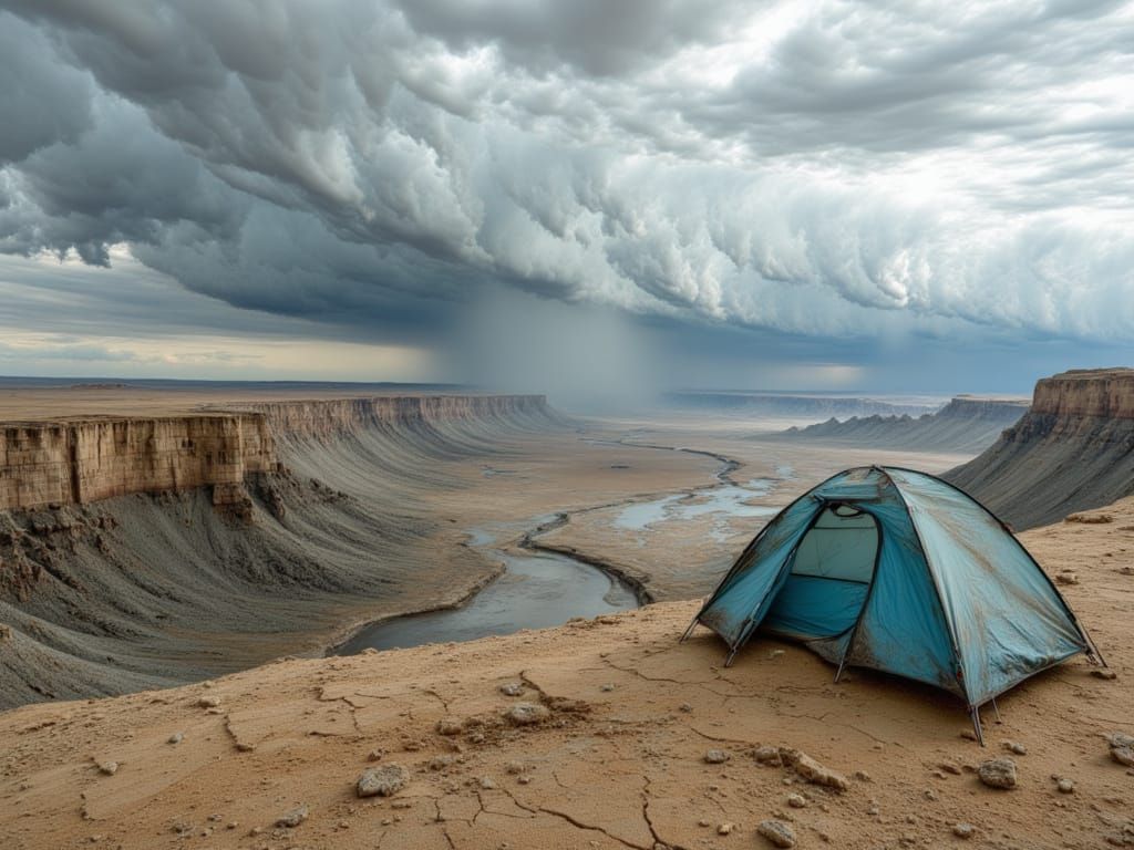 Surreal Desert Campsite in Photosurreal Style