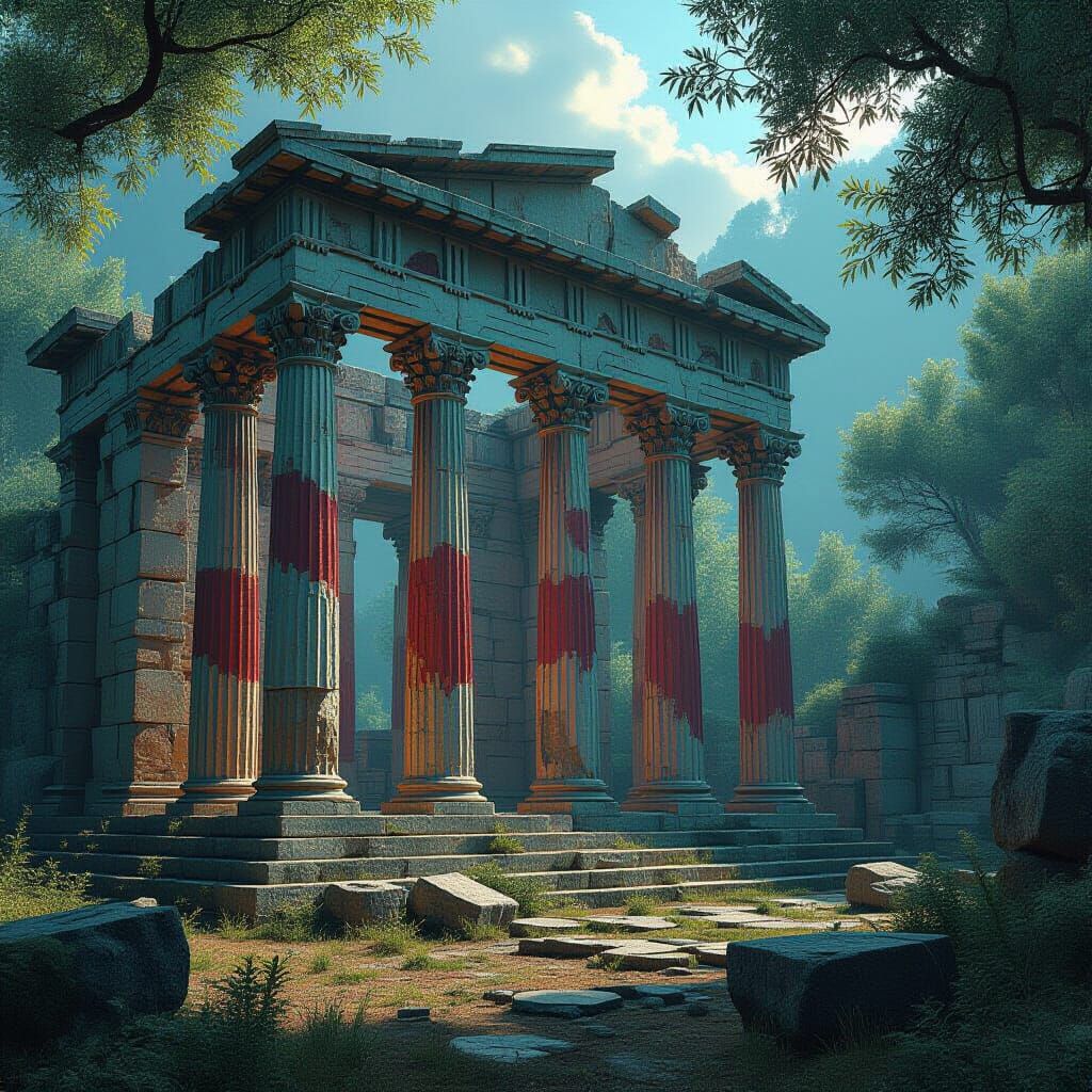 Abandoned Greek Temple in Shady Grove, Digital Matte Paintin...