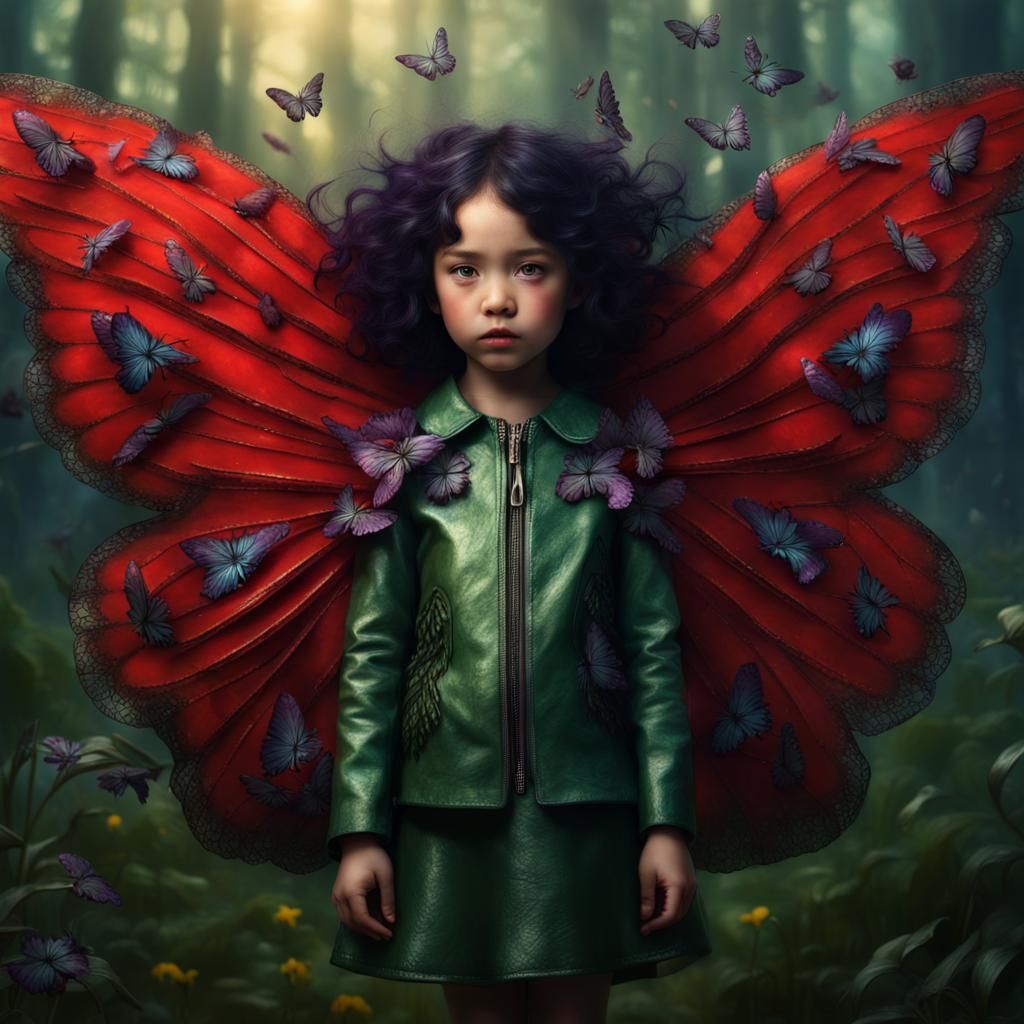 Scottish Girl in Butterfly Dress Digital Painting