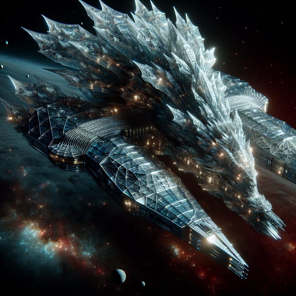 Futuristic Dragon Spaceship with Shimmering Scales