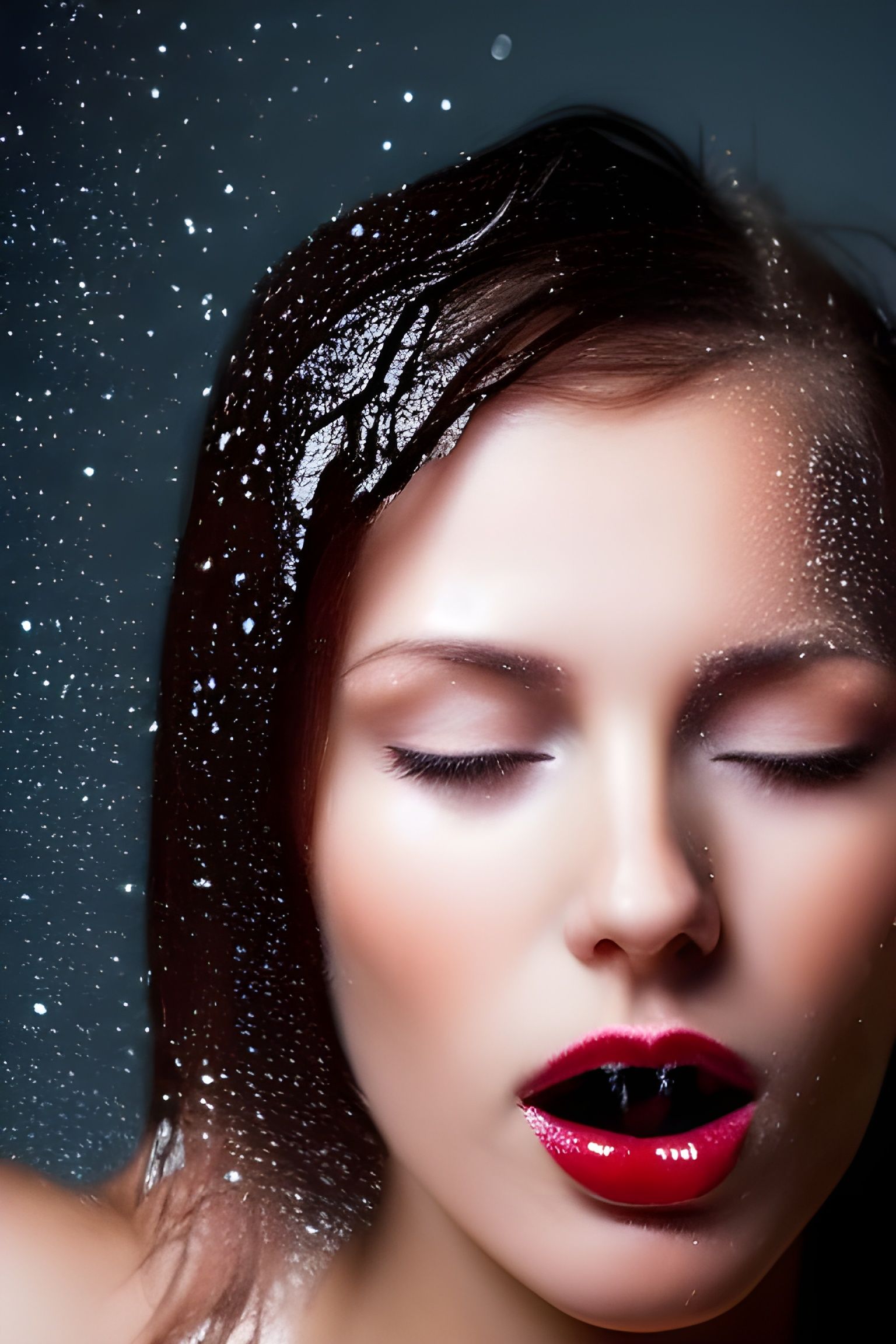 Sensual Brunette Portrait: Dripping Donut Glaze