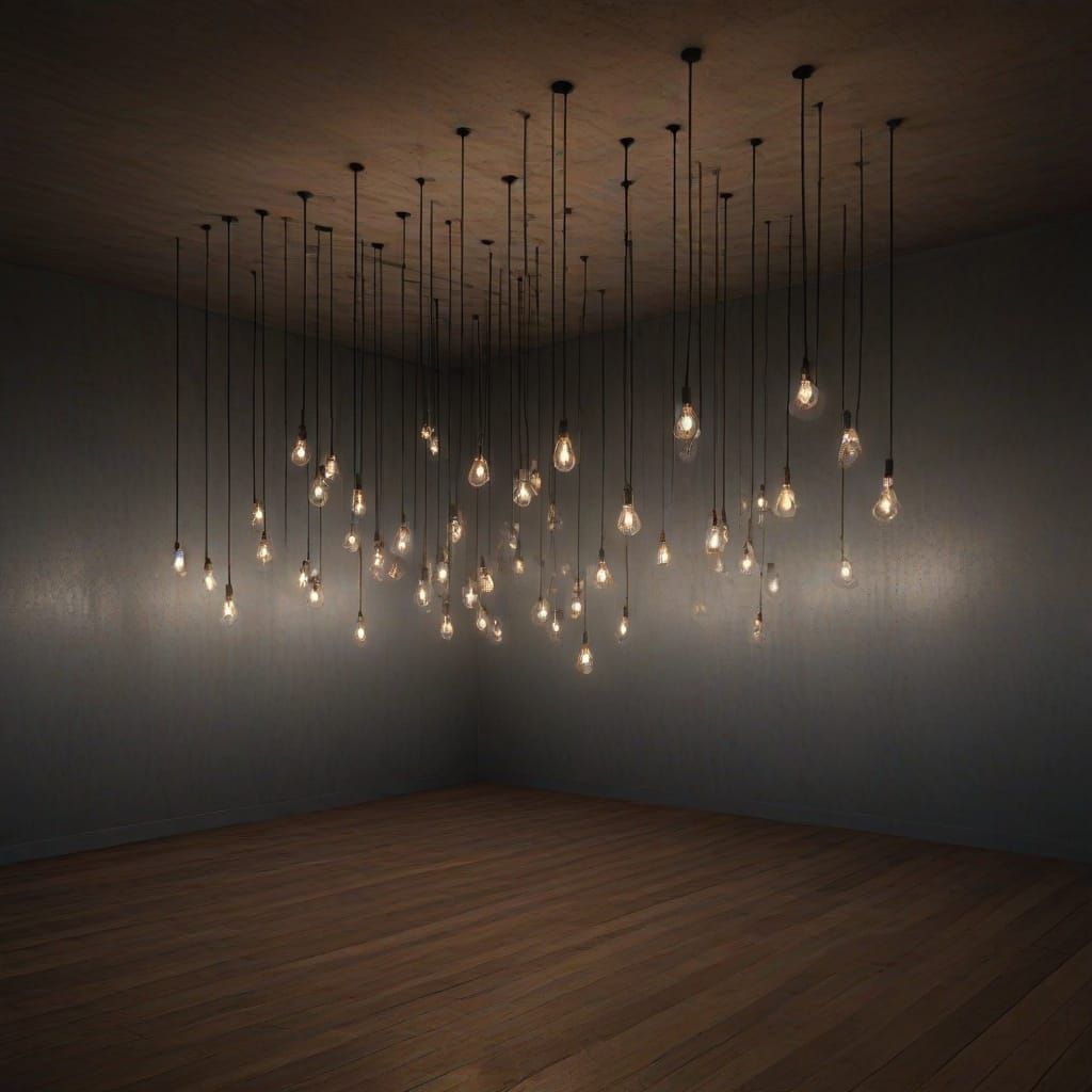 liminal space,  naked bulbs deja vu, forgotten memories, silent music, hyperdetailed, hypertextured photorealism, 8k res...