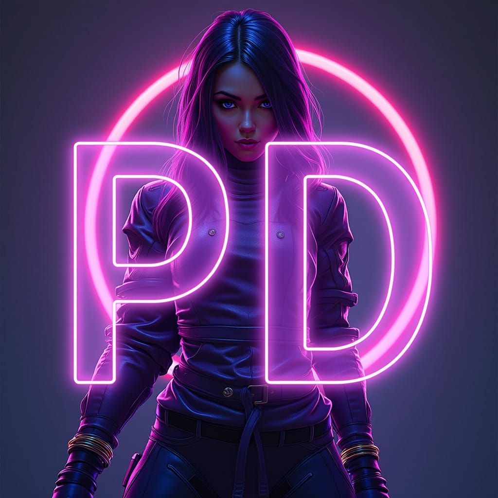 Neon Goddess in Holographic Splendor