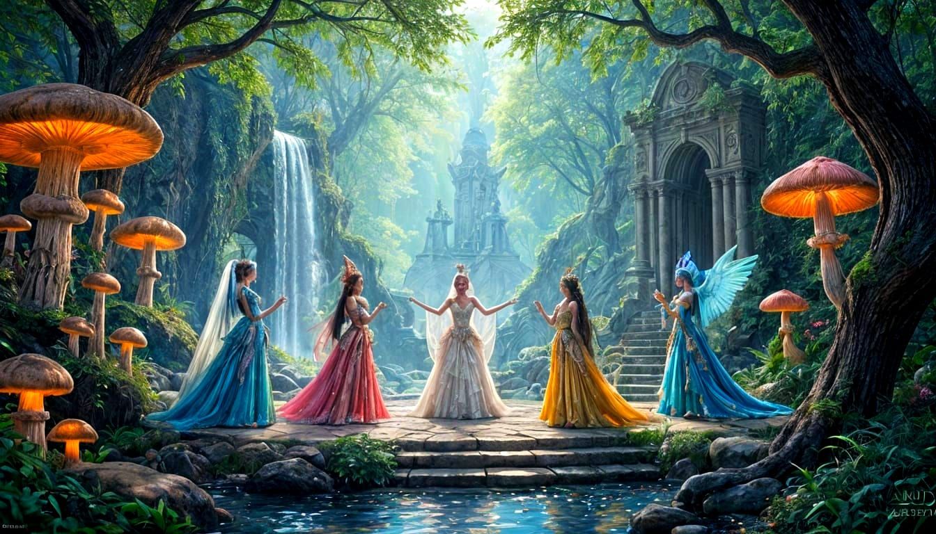 Enchanted Forest Fantasy Stage Act in Hyperrealistic Style