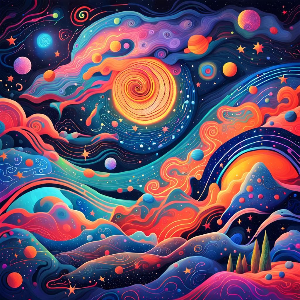 Dreamlike Figure in Starry Sky as Surreal Digital Art