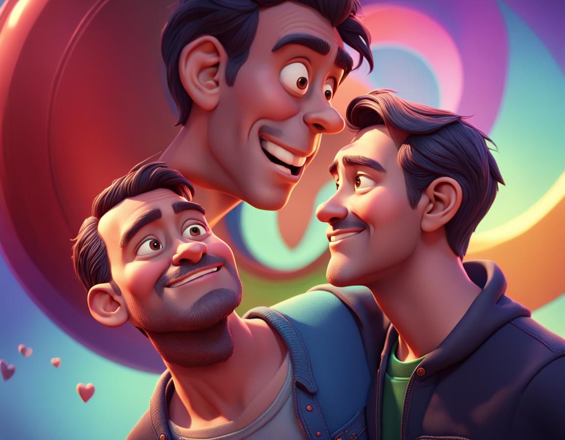 Two Men in Love: Pixar-Style 3D Art