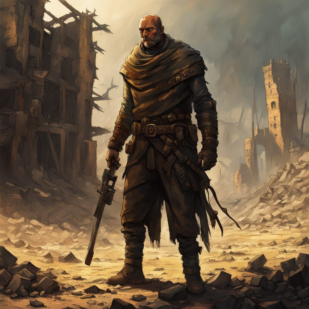 Gritty Post-Apocalyptic Thief in Tomasz Alen Kopera Style