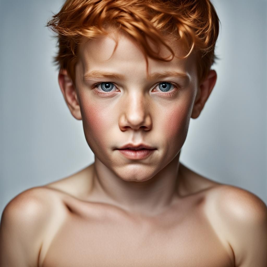 Ginger-Haired Boy: Professional Studio Portrait