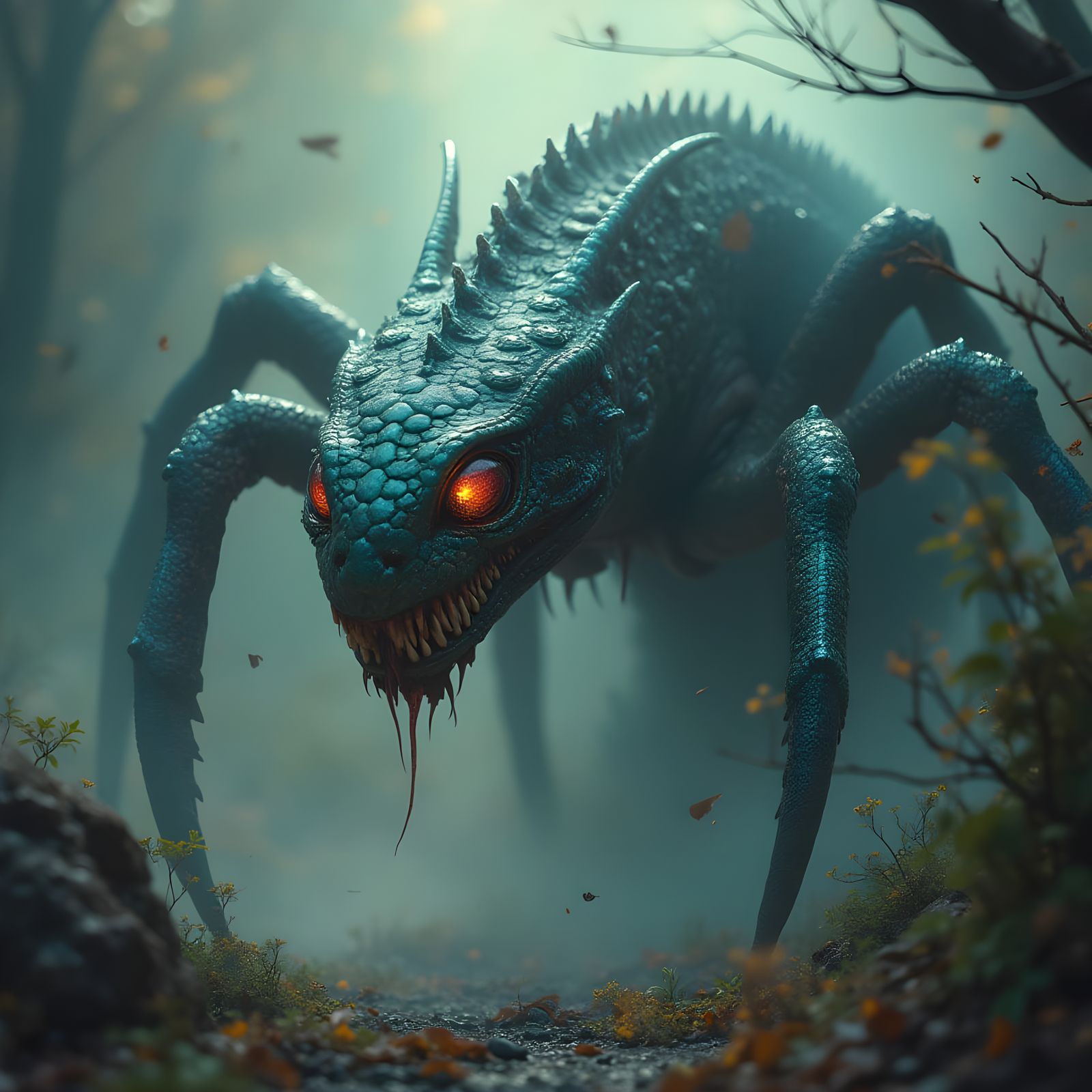 Horrifying Snake-Tarantula Hybrid in Ethereal Fantasy