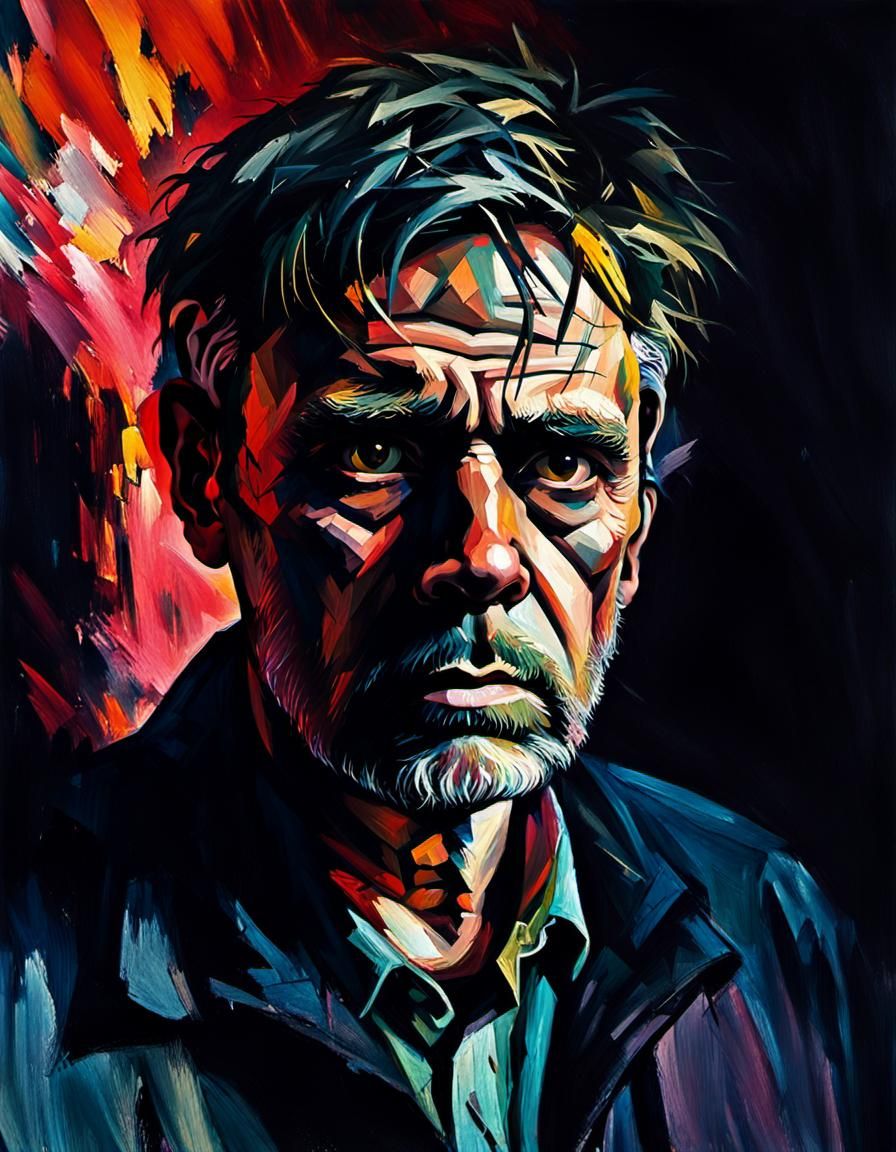 Abstract Expressionist Portrait with Vibrant Colors