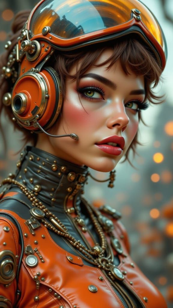 Alien Teenager in Vintage-Futuristic Art Nouveau Style