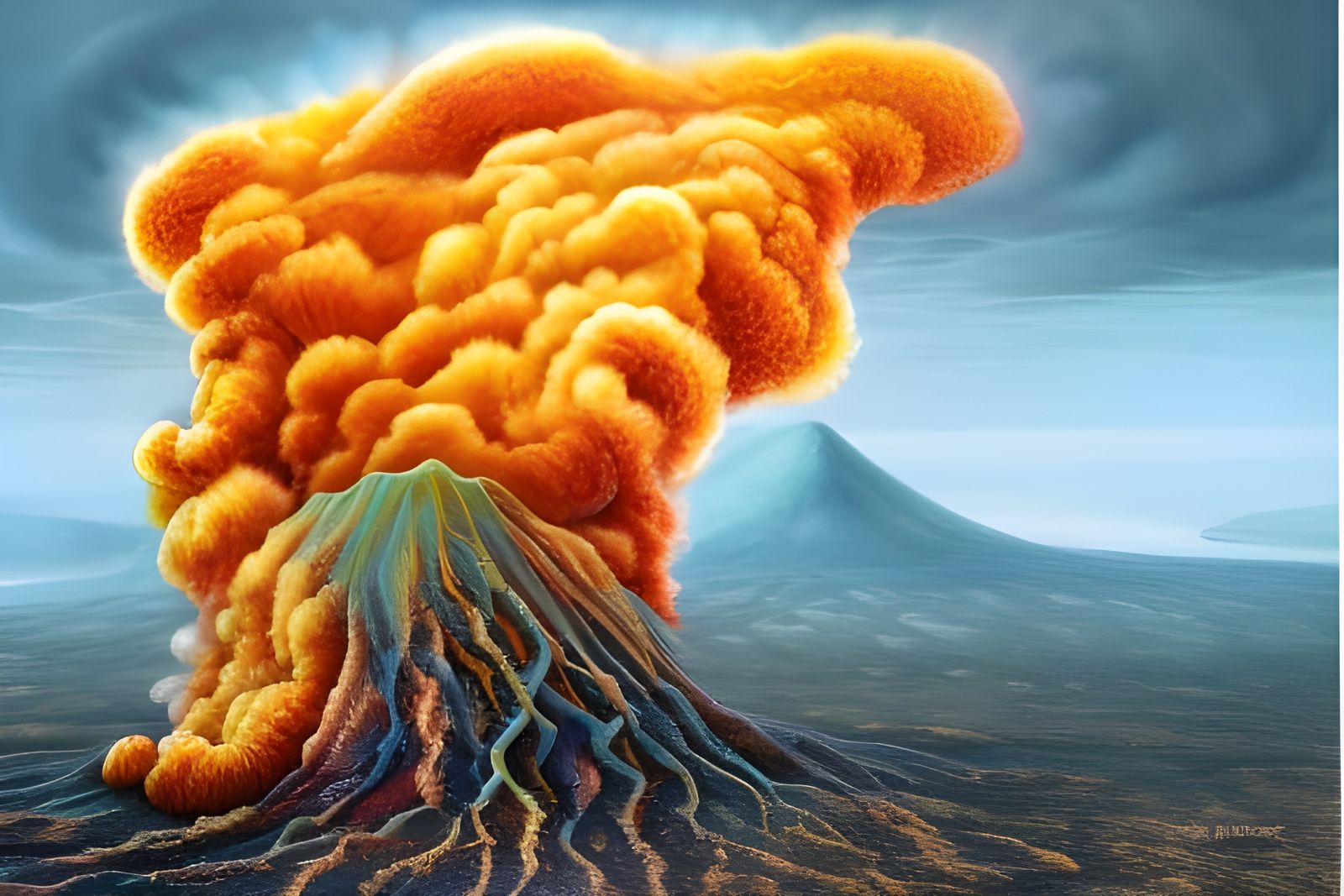 Surreal Volcanic Eruption in a Dreamscape
