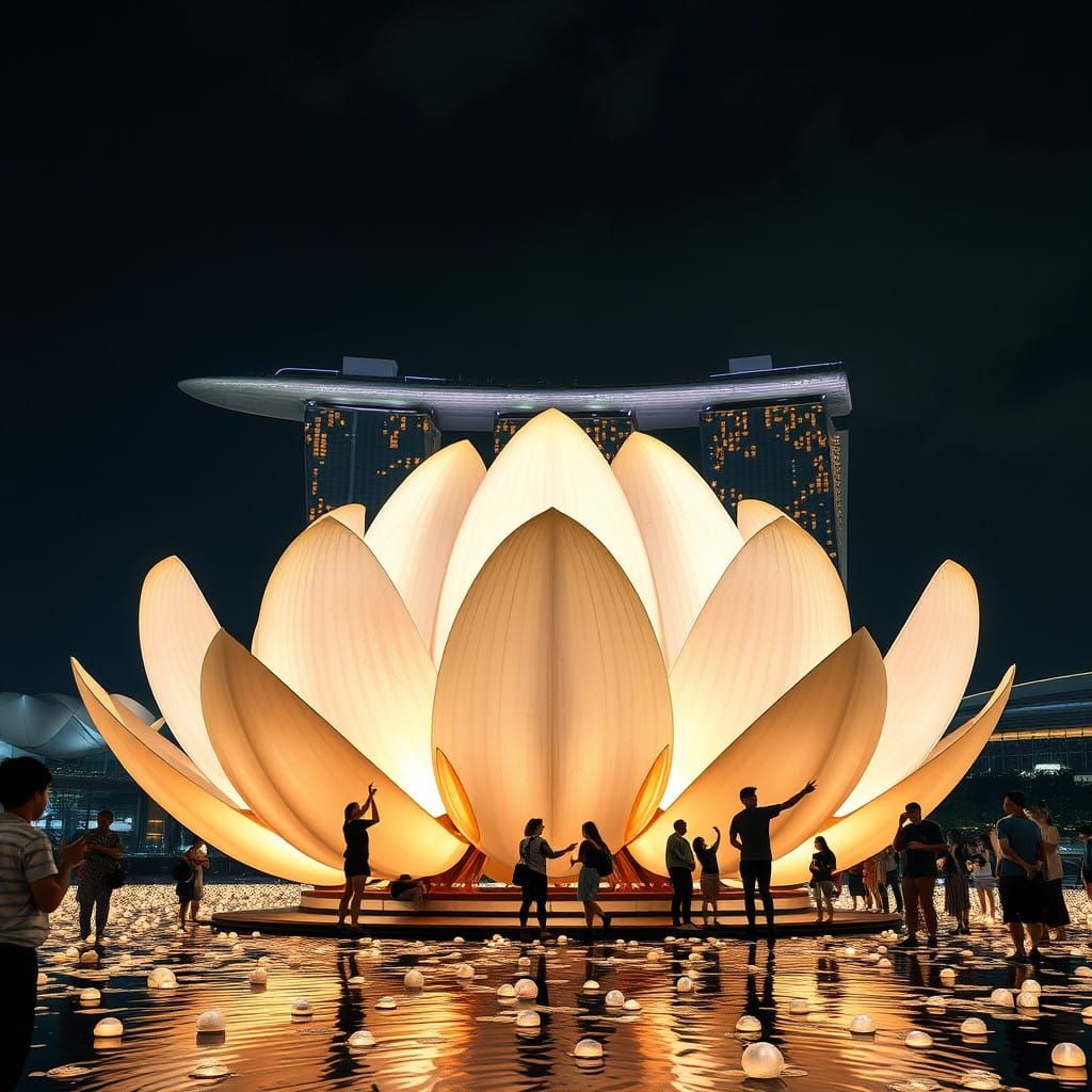 Surreal Cyberpunk Marina Bay Sands Skyline Transformed into...