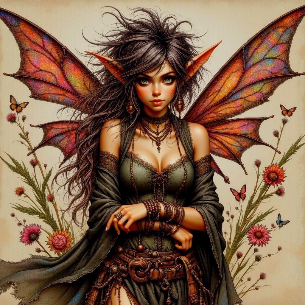 Goth Pixie in Dark Fantasy Style