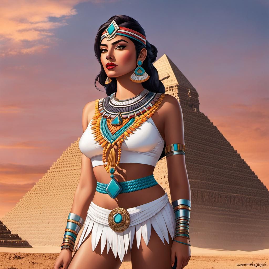 Stunning Aztec Pyramid Explorer in Cartoon Style