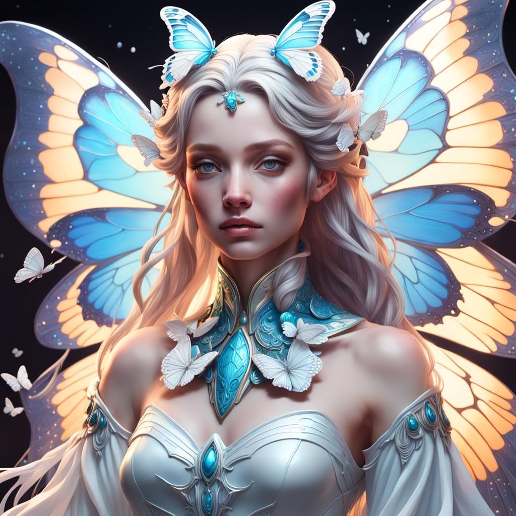 Angelic Porcelain Butterfly Queen Portrait