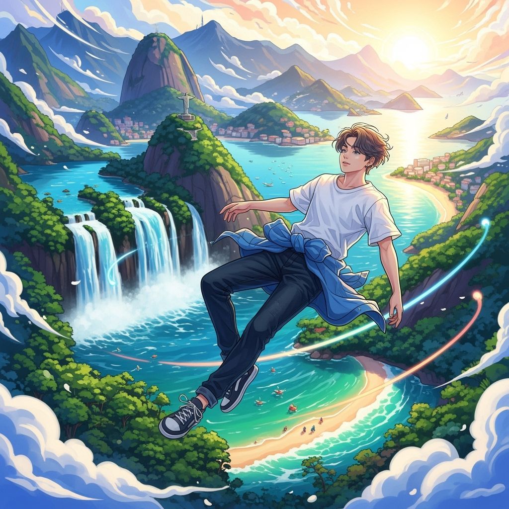 Person Flying Over Brazil, Dreamy Digital Art