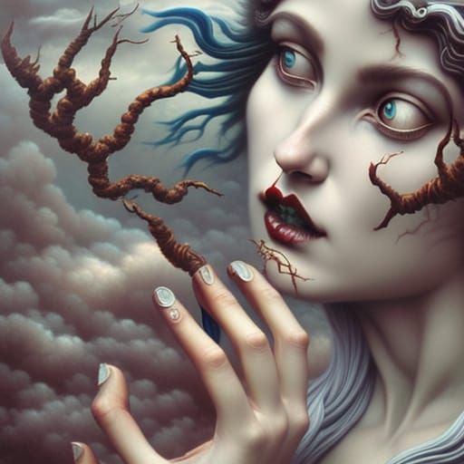 Goddess Creating Tornado: Detailed Matte Painting