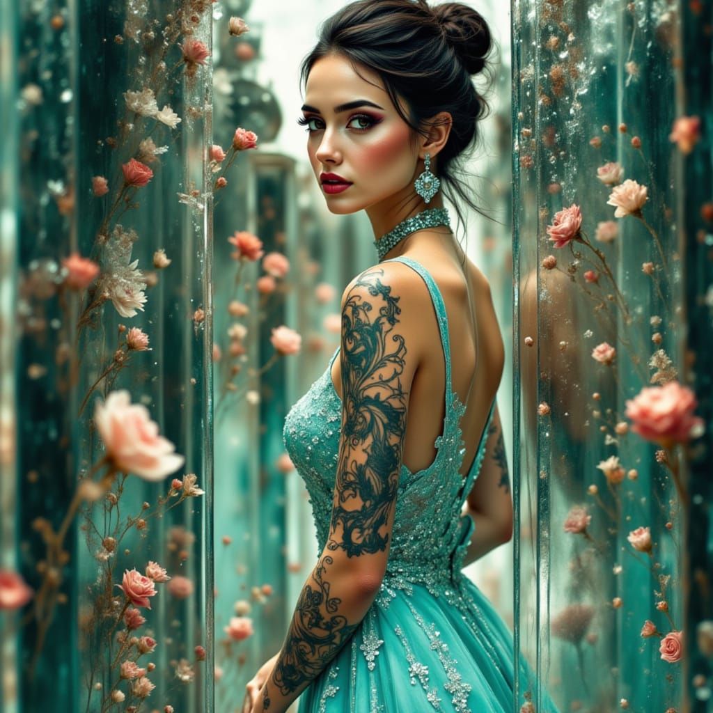 Glamorous Hall of Mirrors with Ghostly Reflections