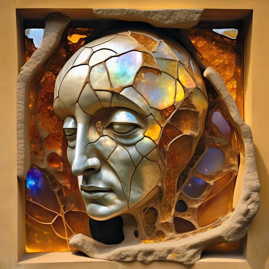 Surreal Ancient Alien Stone Head Sculpture