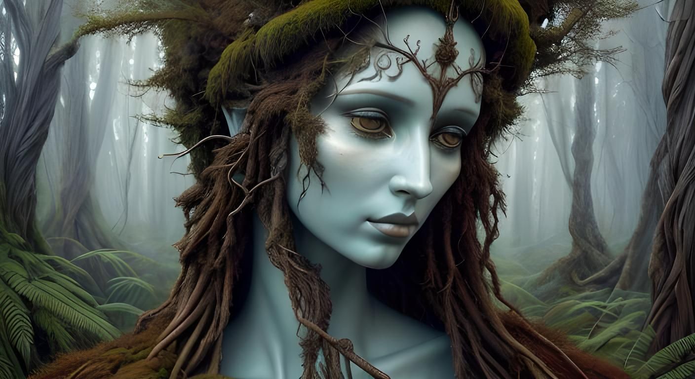 Surreal 3D Tree Humanoid in Earthy Tones