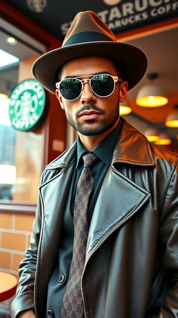 Smart Man in Vibrant Starbucks Style
