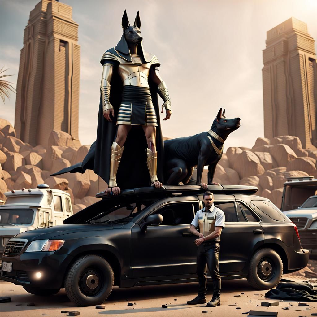 Anubis Figure on Police Cars in Unreal Engine 5