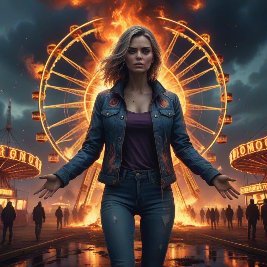 Burning Fairground: Cinematic Digital Matte Painting
